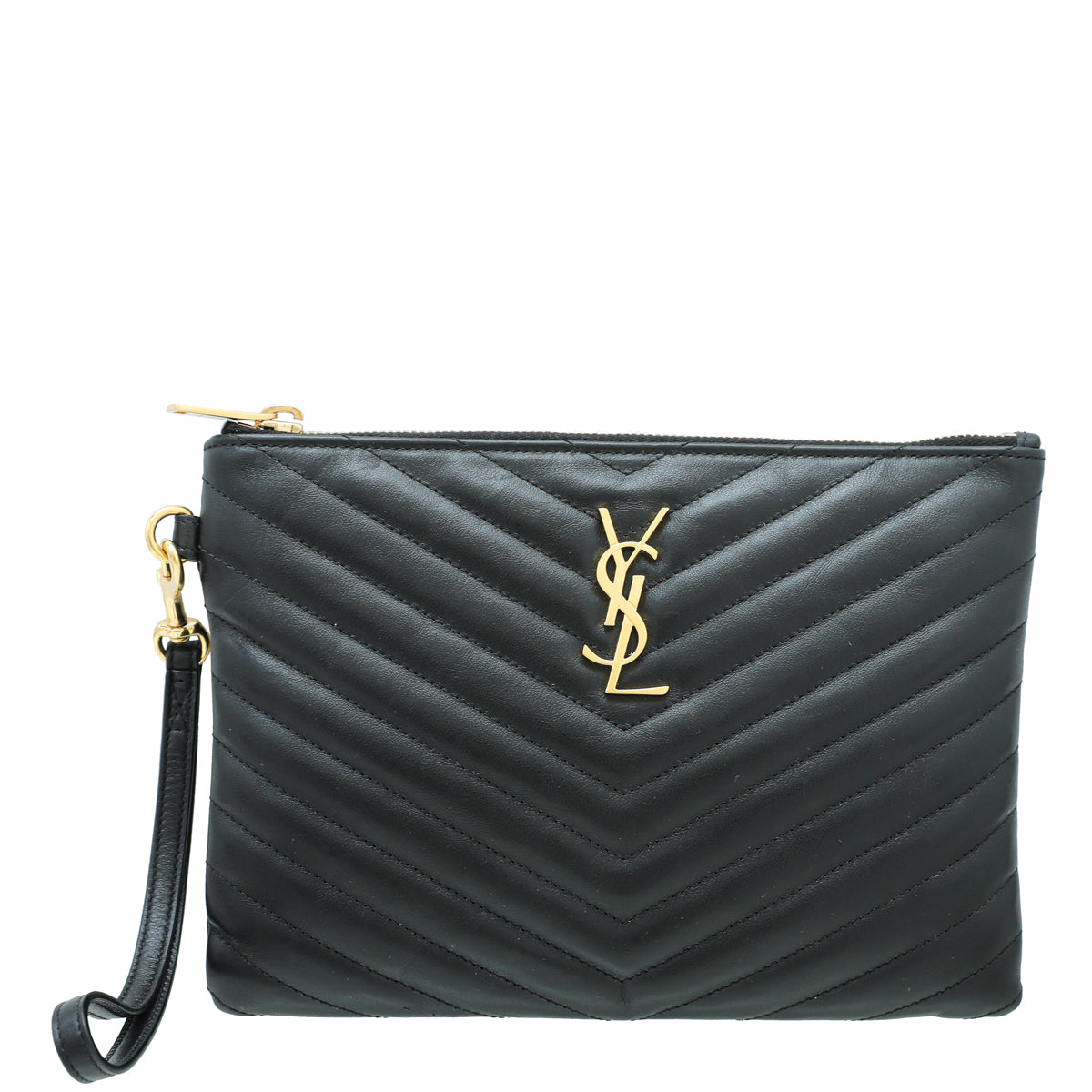 YSL Black Monogram Wristlet Pouch-YSL-THE CLOSET