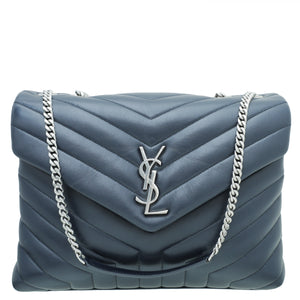 ysl navy blue loulou حقيبة سلسلة متوسطة