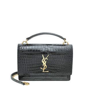 YSL Black Croco محفظة سلسلة غروب الشمس المحفظة
