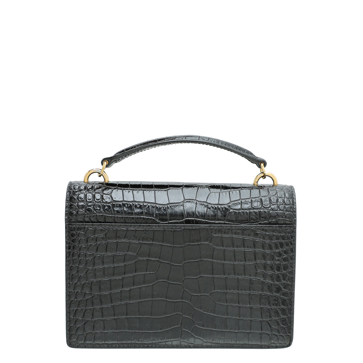 YSL Black Croco Embossed Sunset Chain Wallet-YSL-THE CLOSET