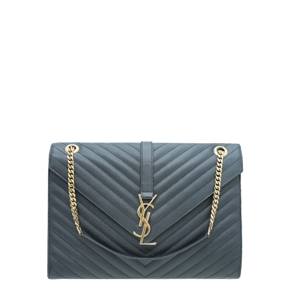 YSL Navy Blue Monogram Satchel Flap Large Bag-YSL-THE CLOSET