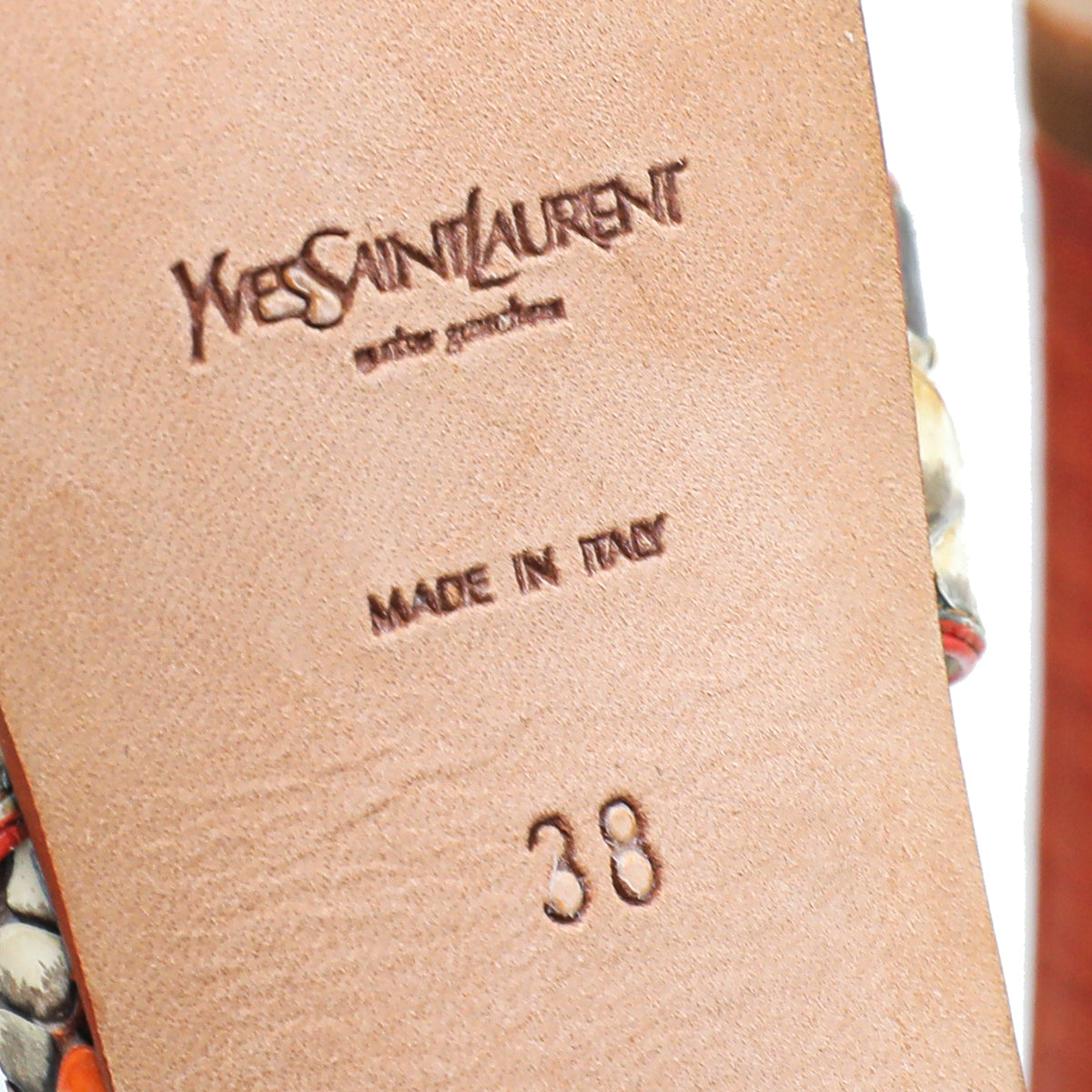 YSL Orange Multicolor Python Print High Heel Tribute Sandals 38-YSL-THE CLOSET