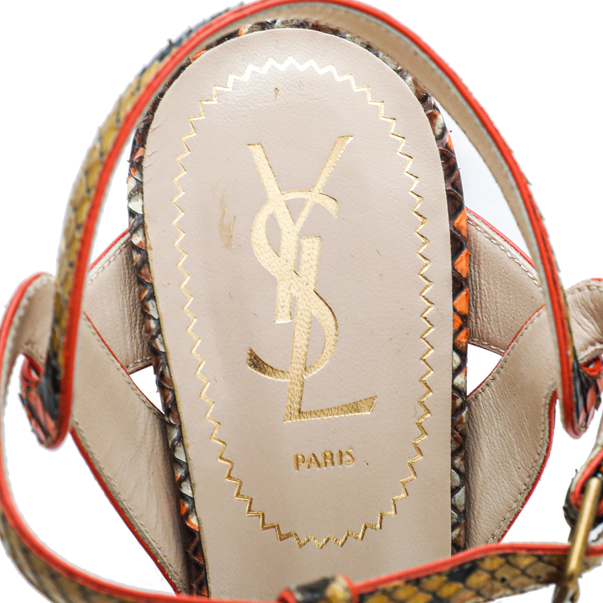 YSL Orange Multicolor Python Print High Heel Tribute Sandals 38-YSL-THE CLOSET