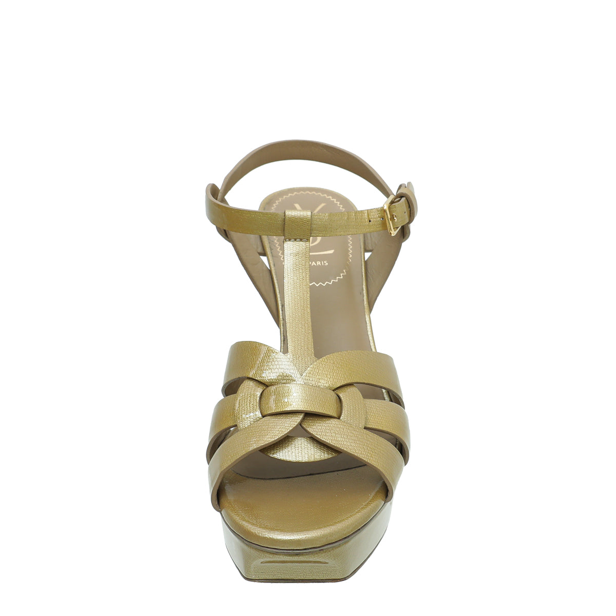 YSL Metallic Gold Tribute Sandal 38-YSL-THE CLOSET