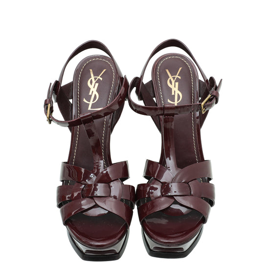 YSL Burgundy Tribute Sandal 38