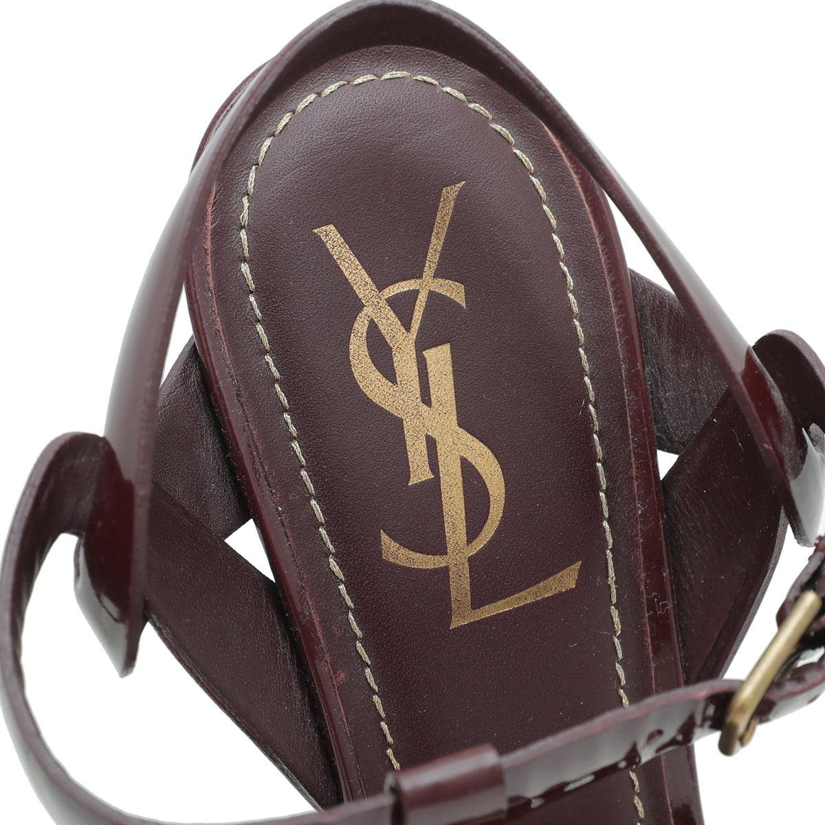 YSL Burgundy Tribute Sandal 38