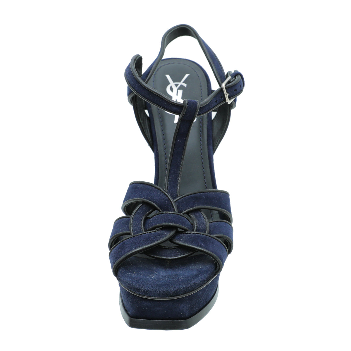 YSL Navy Blue Suede Tribute Sandal 38-YSL-THE CLOSET