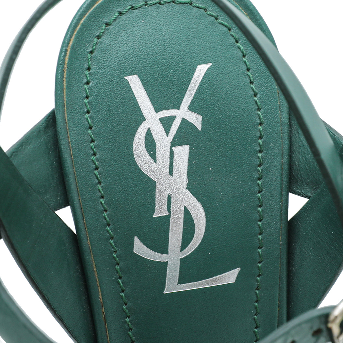 YSL Green Tribute High Heel Sandals 37.5