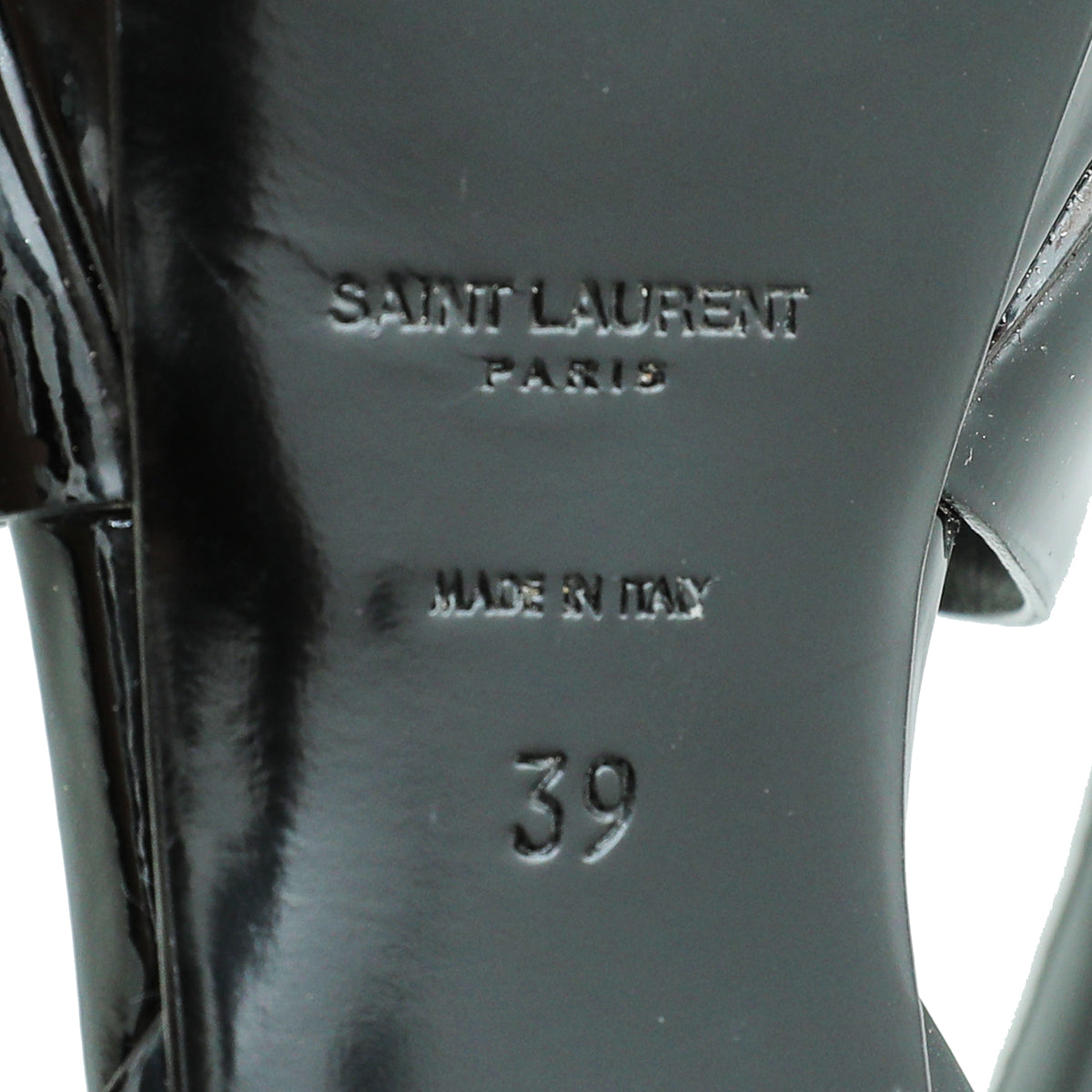 YSL Black Mid Heel Tribute Sandals 39