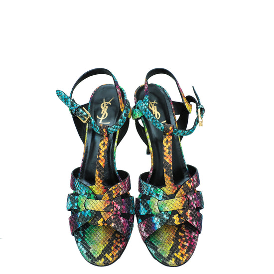 YSL Multicolor Python Print Tribute Sandal 41