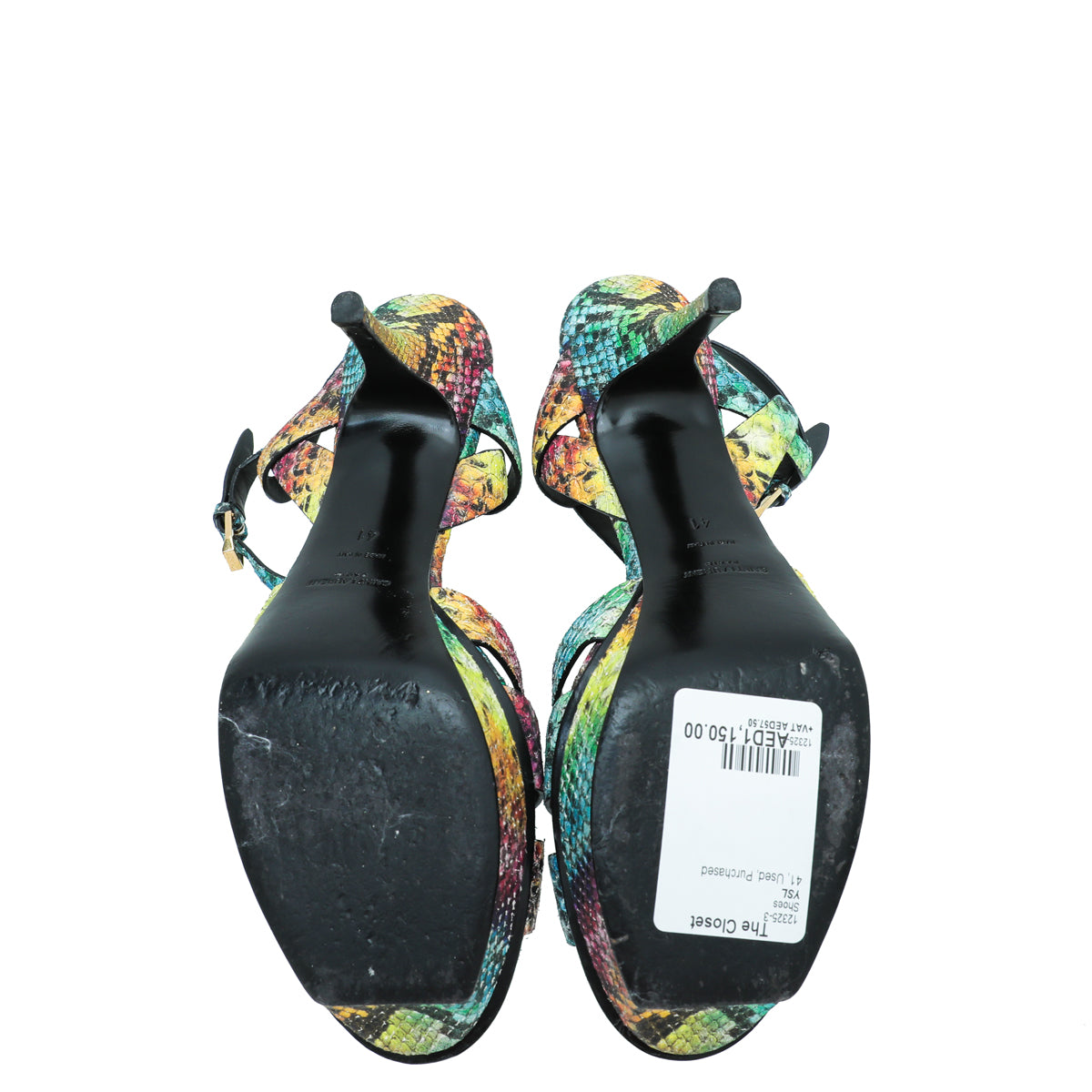 YSL Multicolor Python Print Tribute Sandal 41