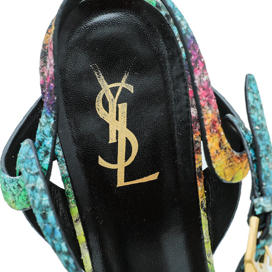 YSL Multicolor Python Print Tribute Sandal 41