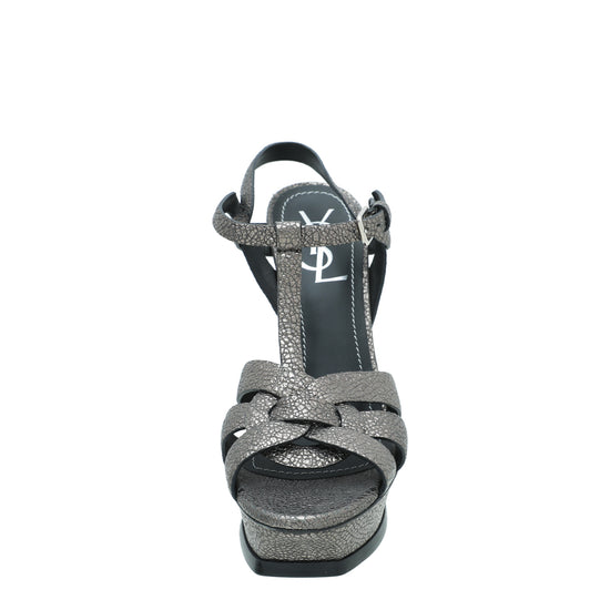 YSL Metallic Asphalt Tribute Sandal 38