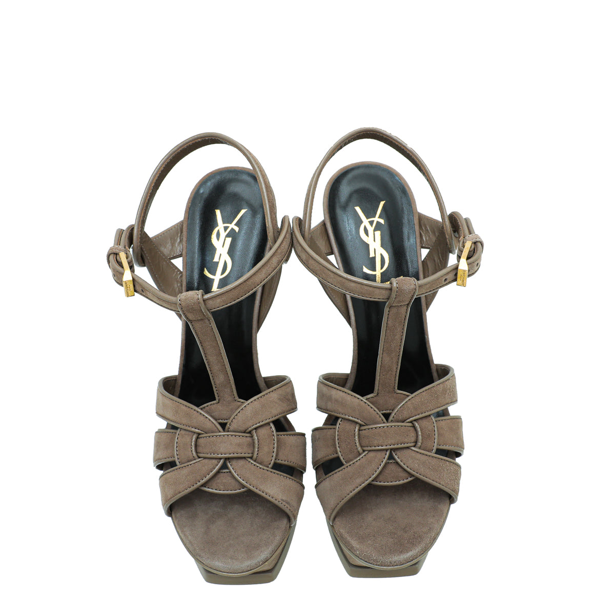 YSL Brown High Heeled Tribute Sandals 35.5