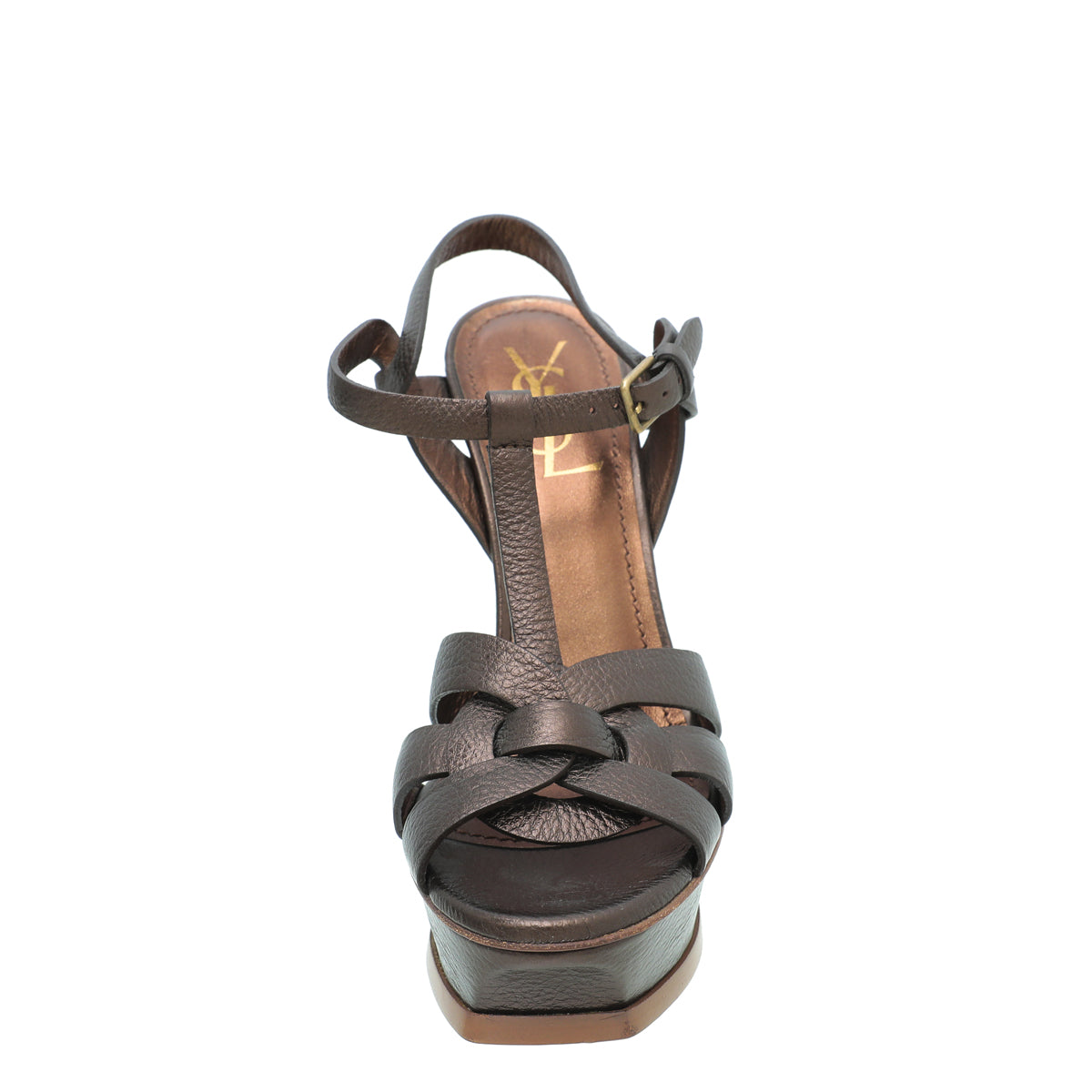 YSL Metallic Brown Tribute Sandal 38-YSL-THE CLOSET