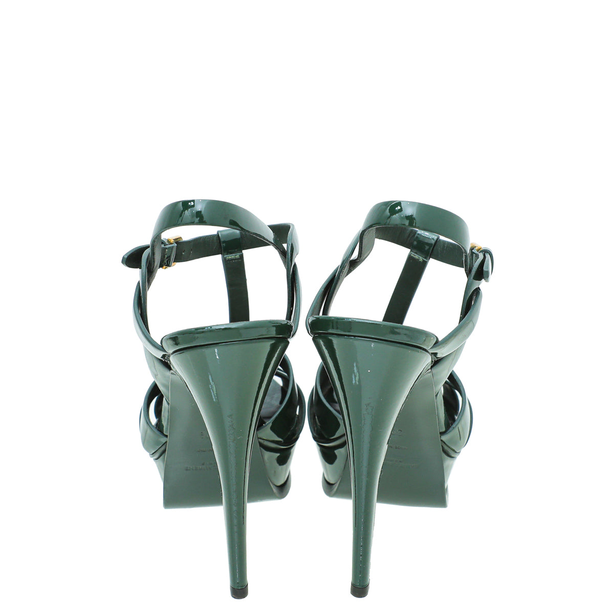 YSL Dark Green Tribute High Heel Sandals 39.5