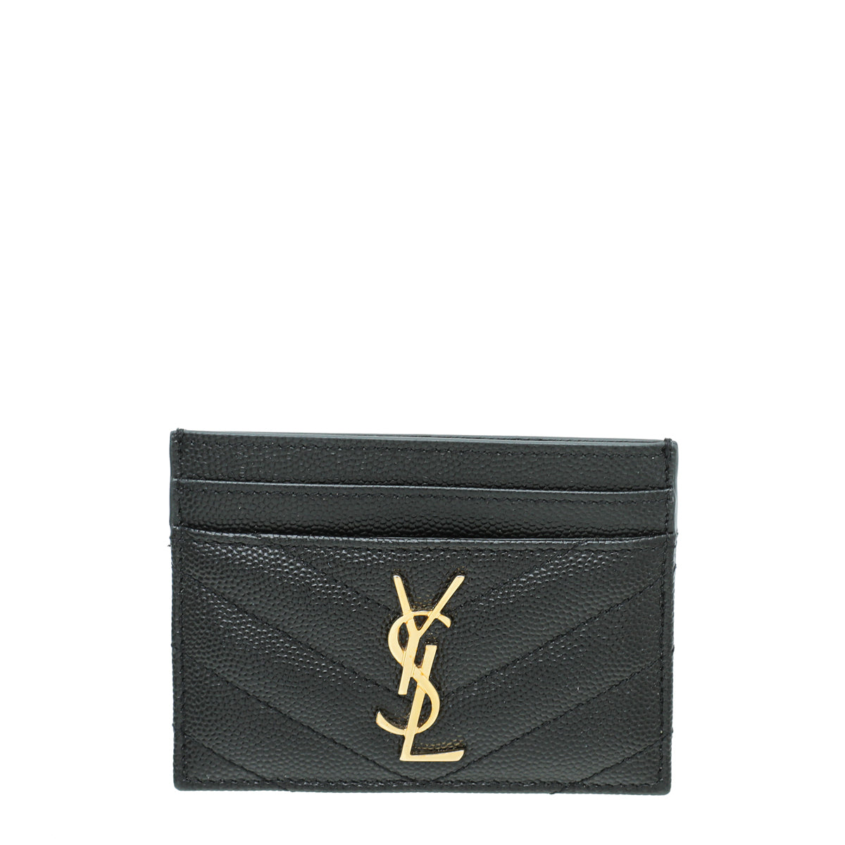 YSL Black Monogram Chevron Card Holder-YSL-THE CLOSET