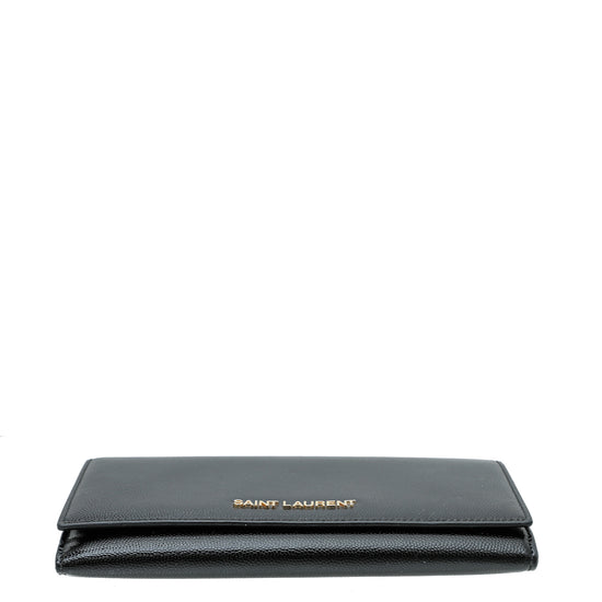 YSL Black Grain de Poudre Continental Wallet