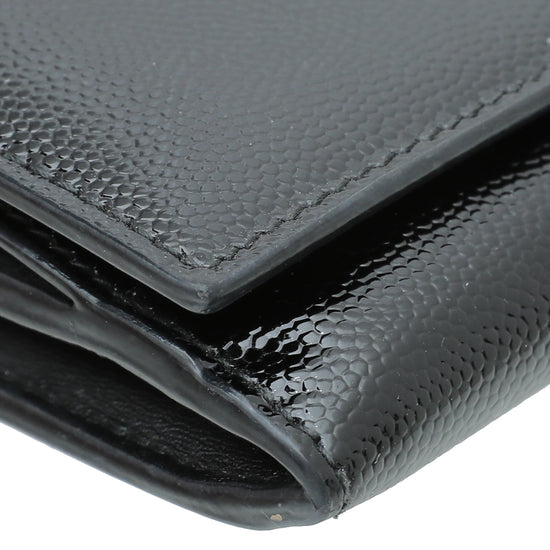 YSL Black Grain de Poudre Continental Wallet