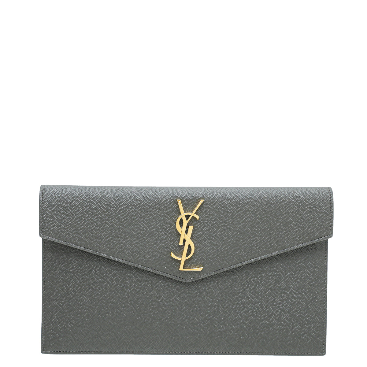 YSL Dark Asphalt Uptown Grain De Poudre Medium Pouch-YSL-THE CLOSET