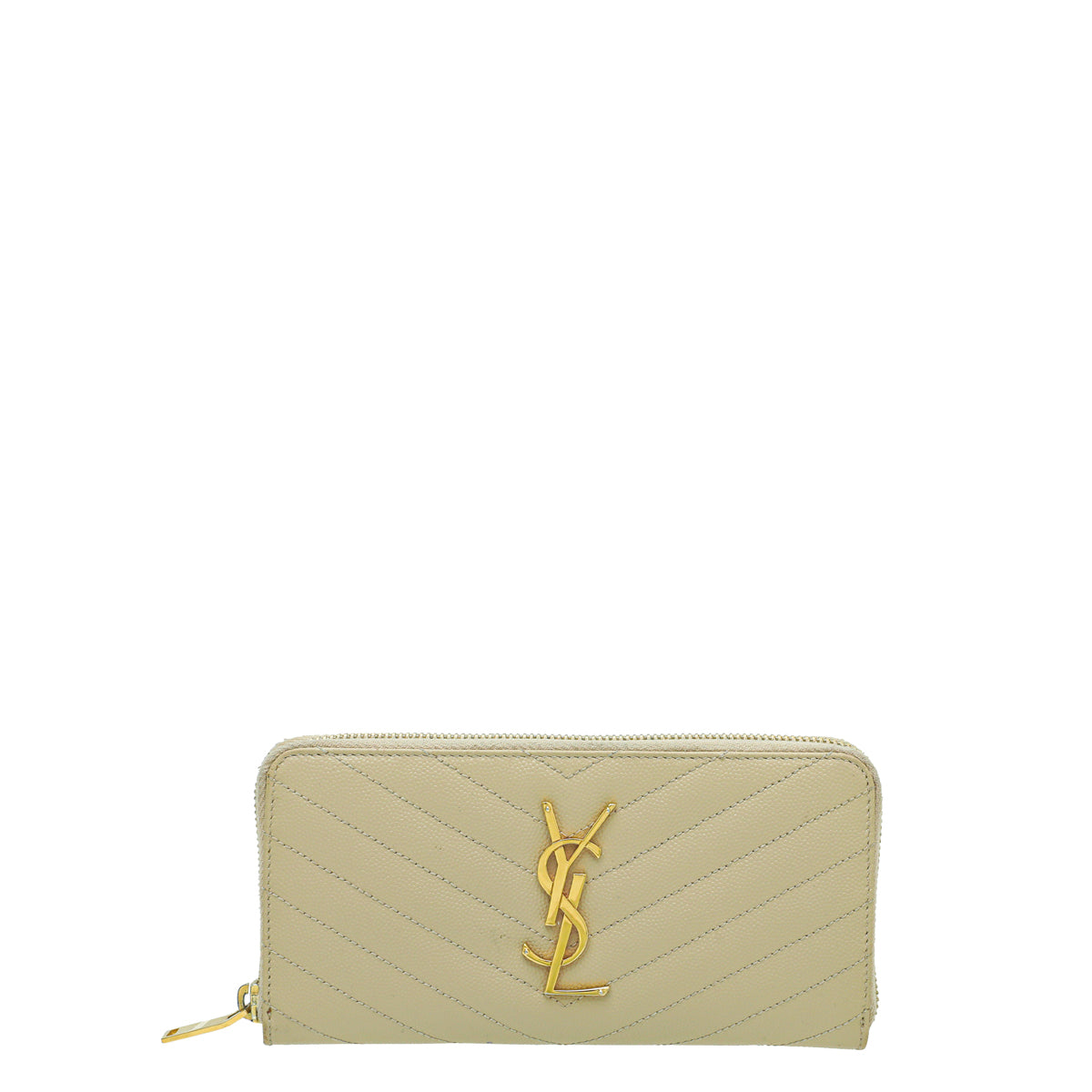YSL Beige Cassandre Zip Around Wallet-YSL-THE CLOSET