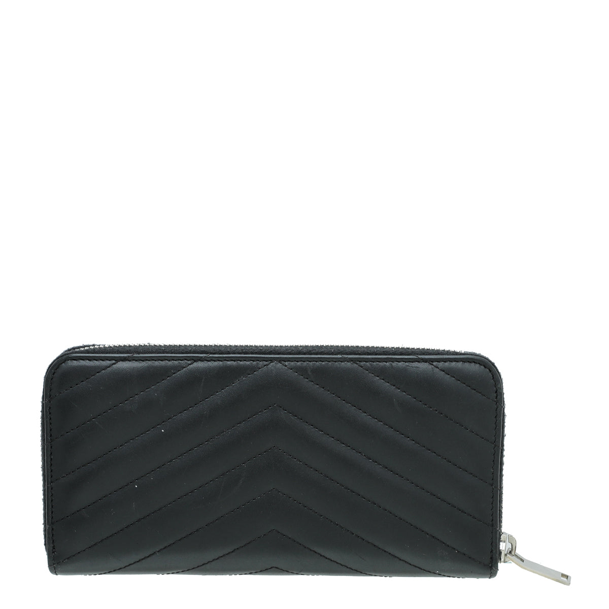 YSL Black Monogram Chevron Zip Wallet-YSL-THE CLOSET