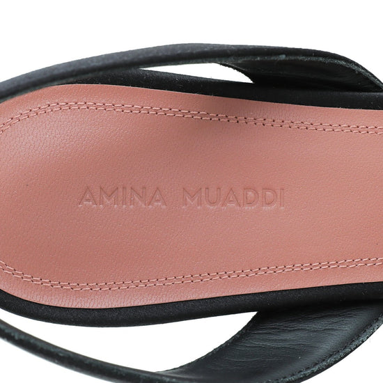 Amina Muaddi - Amina Muaddi Black Satin Begum Slingback 41 | The Closet