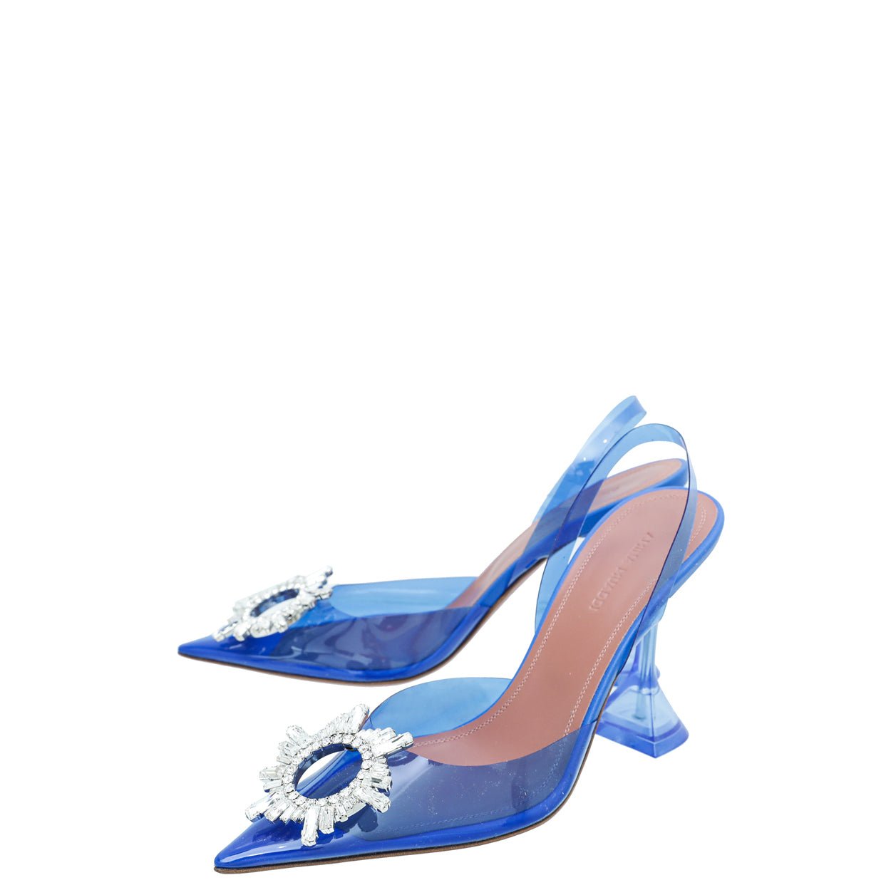 Amina Muaddi Blue PVC Begum Slingback 38-Amina Muaddi-THE CLOSET