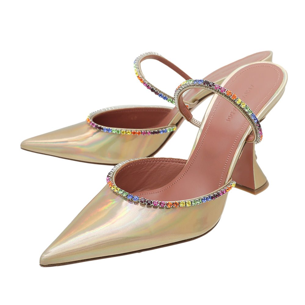 Amina Muaddi Laser Champagne Gilda Mules Hologram 40-Amina Muaddi-THE CLOSET