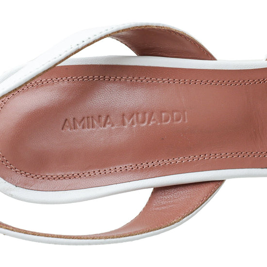Amina Muaddi - Amina Muaddi White Begum Slingback 37 | The Closet