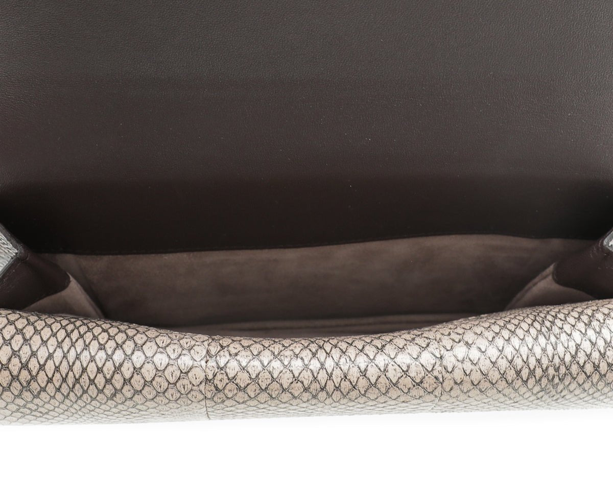 thecloset.uae - Bottega Veneta Beige Brown Karung Snake Envelope Clutch | The Closet