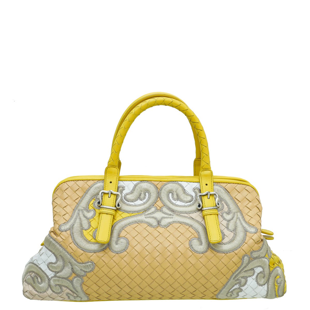 Bottega Veneta Bicolor Embroidered Intrecciato Tote Bag-Bottega Veneta-THE CLOSET