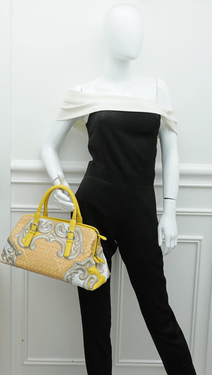 Bottega Veneta Bicolor Embroidered Intrecciato Tote Bag-Bottega Veneta-THE CLOSET