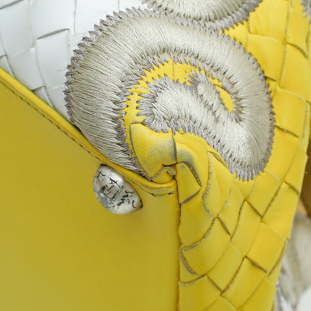 Bottega Veneta Bicolor Embroidered Intrecciato Tote Bag-Bottega Veneta-THE CLOSET