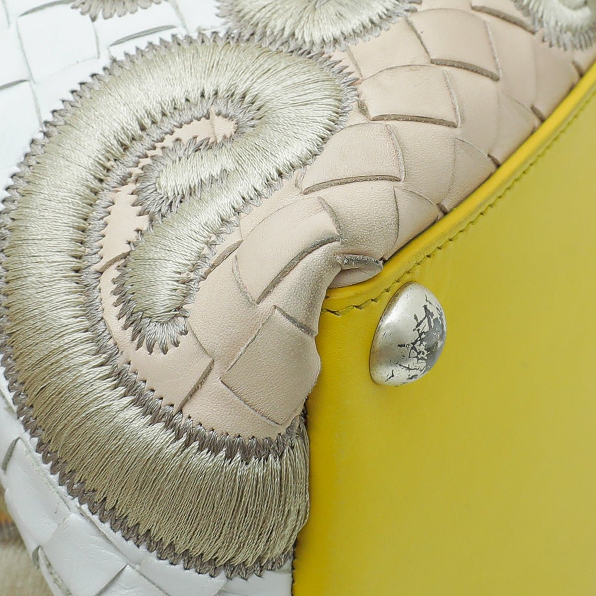 Bottega Veneta Bicolor Embroidered Intrecciato Tote Bag-Bottega Veneta-THE CLOSET