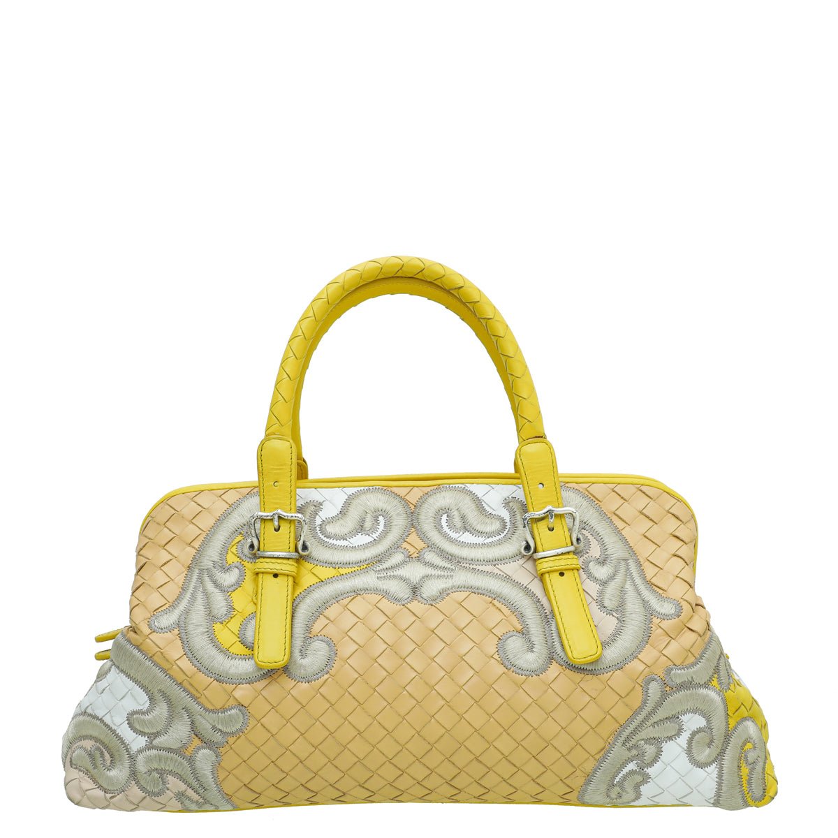 Bottega Veneta Bicolor Embroidered Intrecciato Tote Bag-Bottega Veneta-THE CLOSET