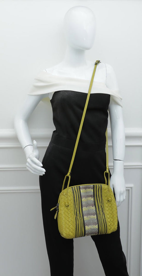 Celine - Bottega Veneta Bicolor Intrecciato Nappa Snakeskin Nodini Crossbody Bag | The Closet