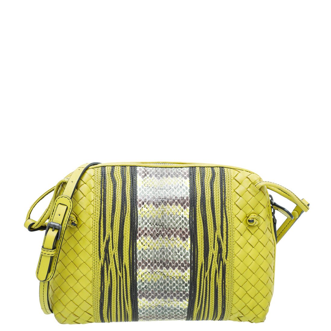 Bottega Veneta Bicolor Intrecciato Nappa Snakeskin Nodini Crossbody Bag-Celine-THE CLOSET