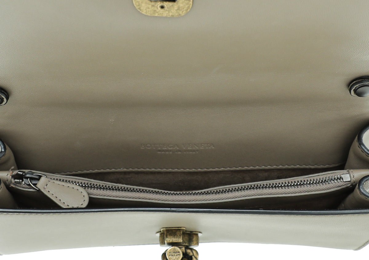 Bottega Veneta Bicolor Mist Intrecciato Club Stitch Olimpia Knot Clutch-Bottega Veneta-THE CLOSET