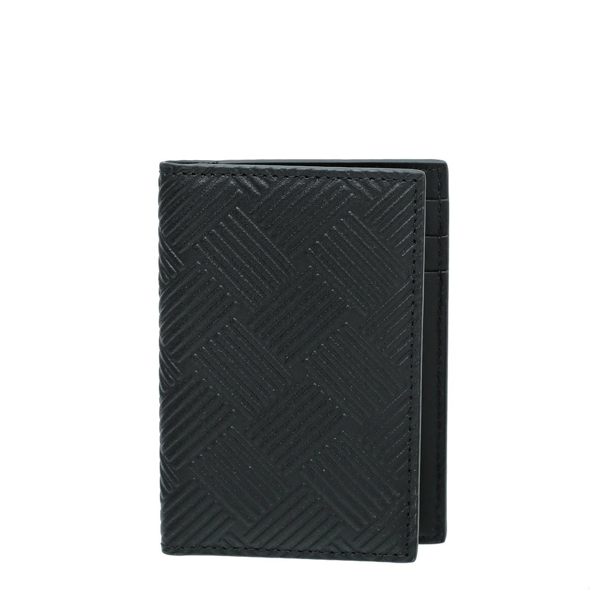 Bottega Veneta Black Embossed Card Holder-Bottega Veneta-THE CLOSET