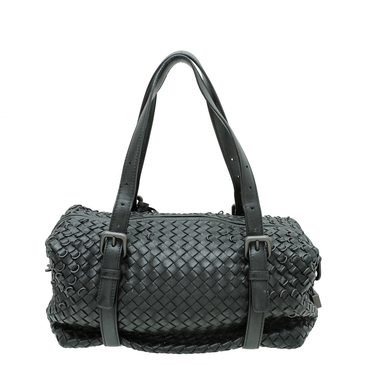 Bottega Veneta Black Intrecciato Duffle Small Bag-Bottega Veneta-THE CLOSET