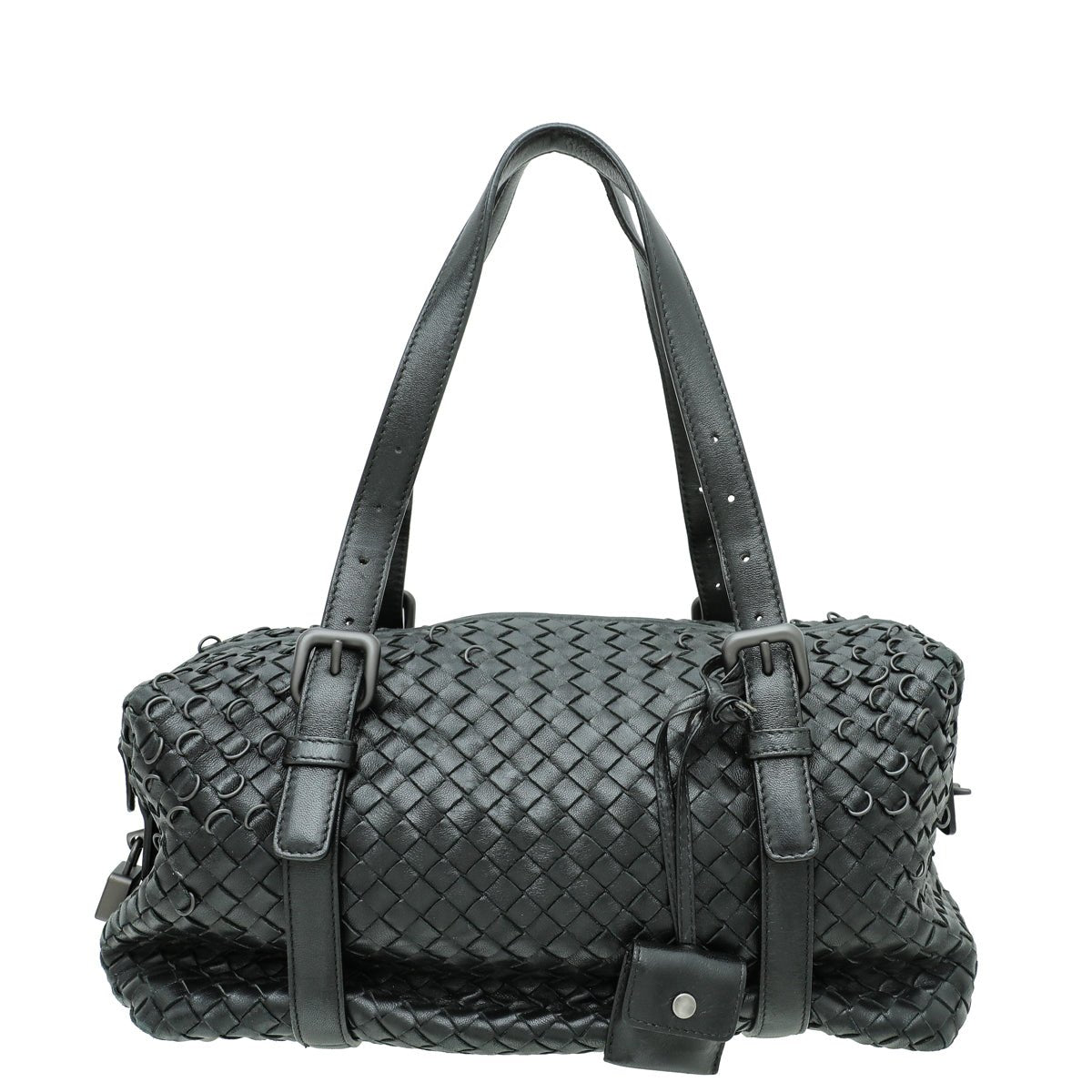 Bottega Veneta Black Intrecciato Duffle Small Bag-Bottega Veneta-THE CLOSET