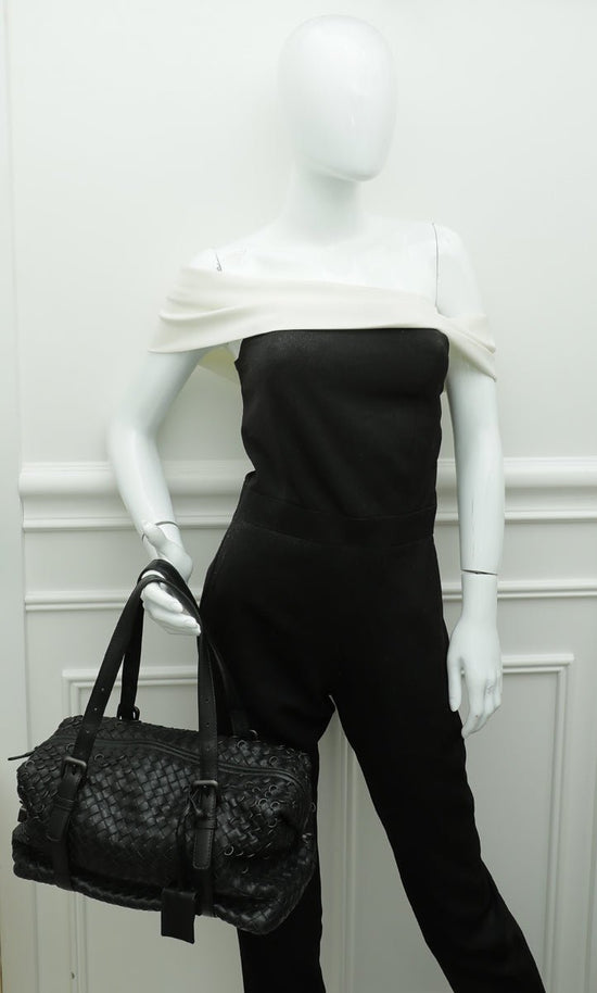 Bottega Veneta - Bottega Veneta Black Intrecciato Duffle Small Bag | The Closet