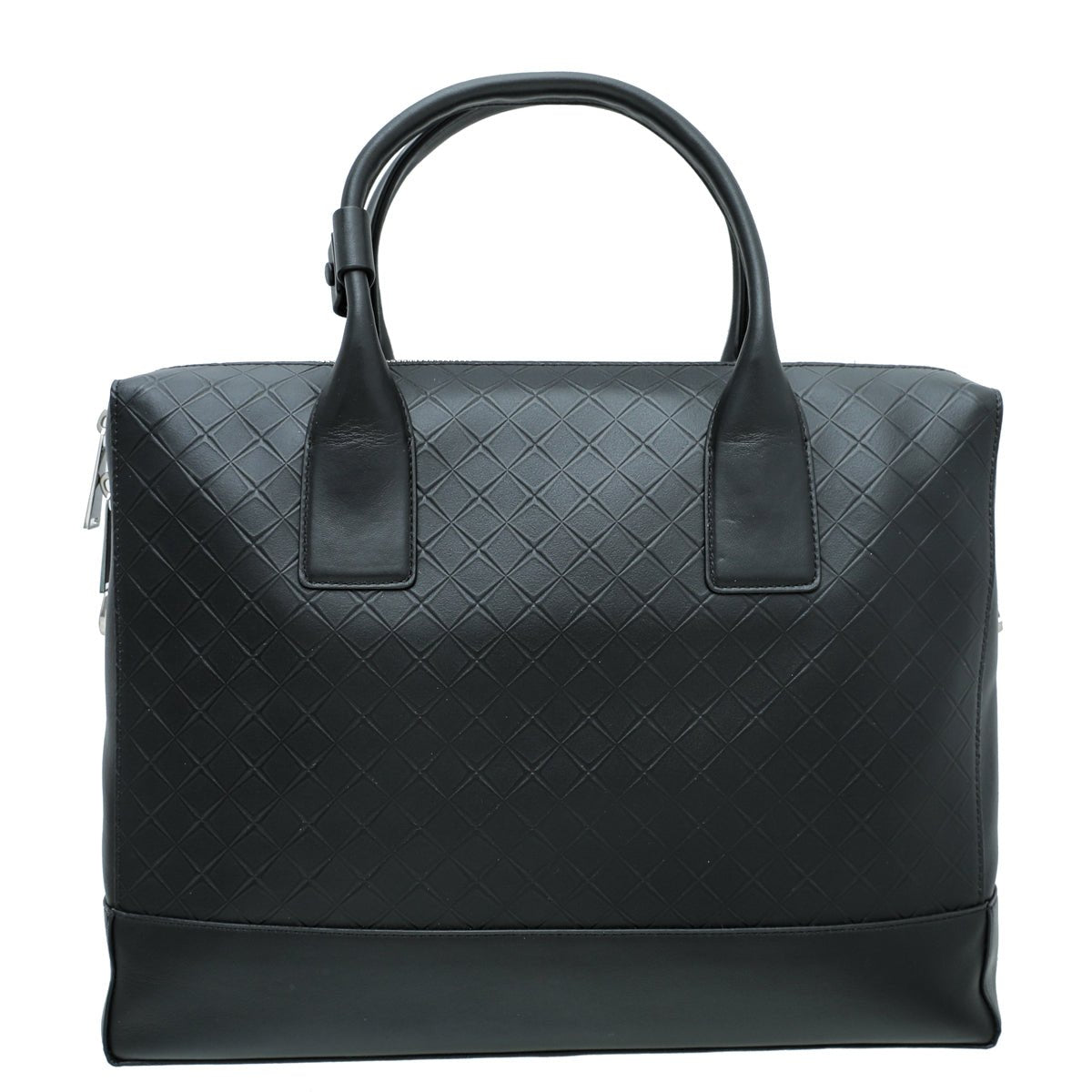Bottega Veneta Black Intrecciato Embossed Top Handle Briefcase-Bottega Veneta-THE CLOSET