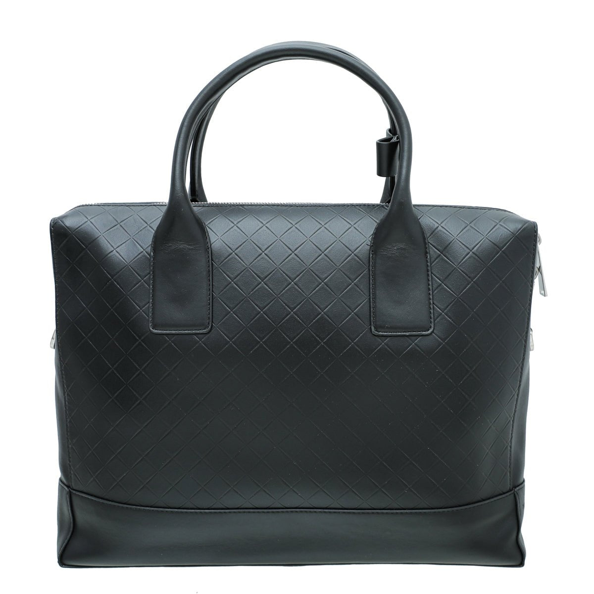 Bottega Veneta - Bottega Veneta Black Intrecciato Embossed Top Handle Briefcase | The Closet