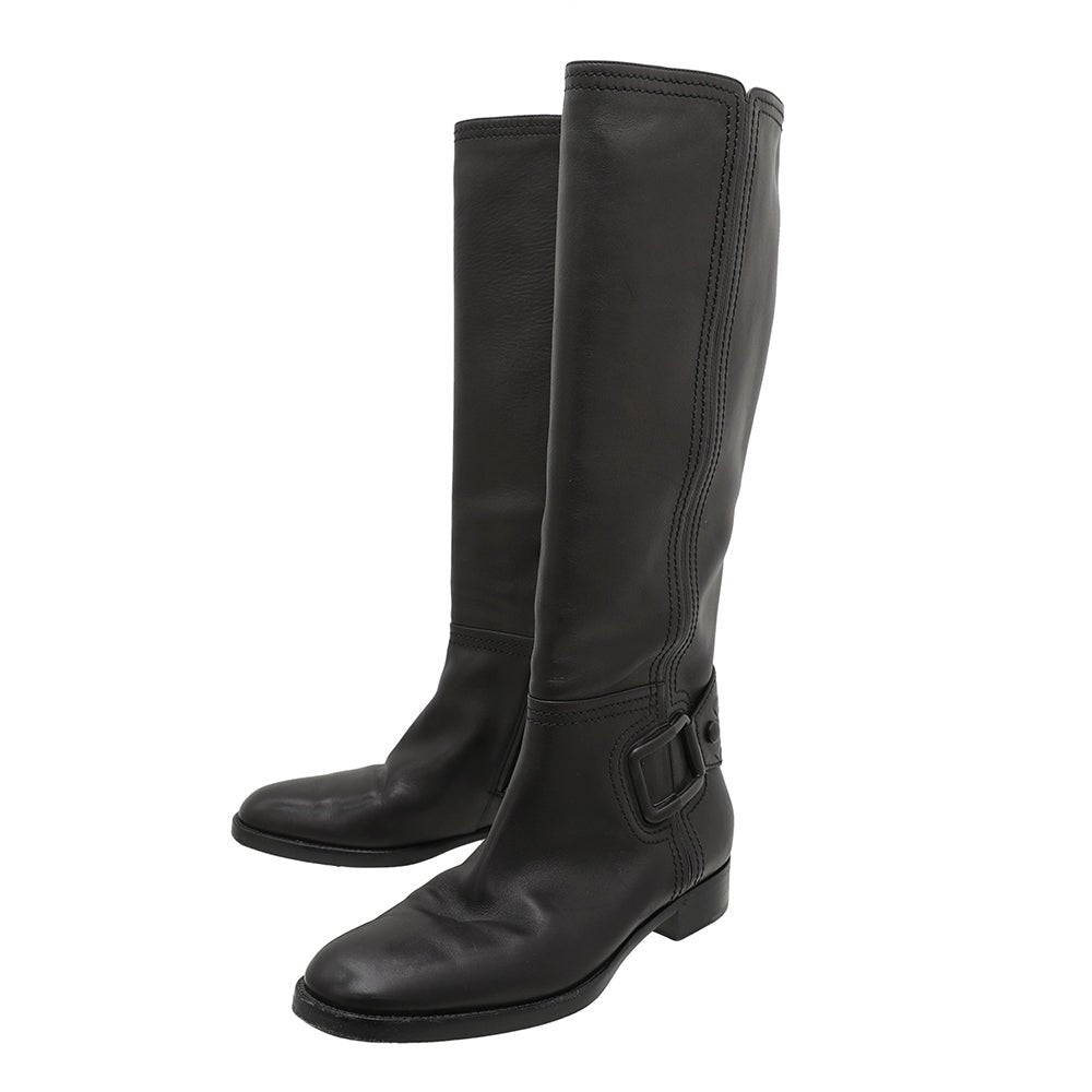 thecloset.uae - Bottega Veneta Black Intrecciato Knee High Boots 39 | The Closet