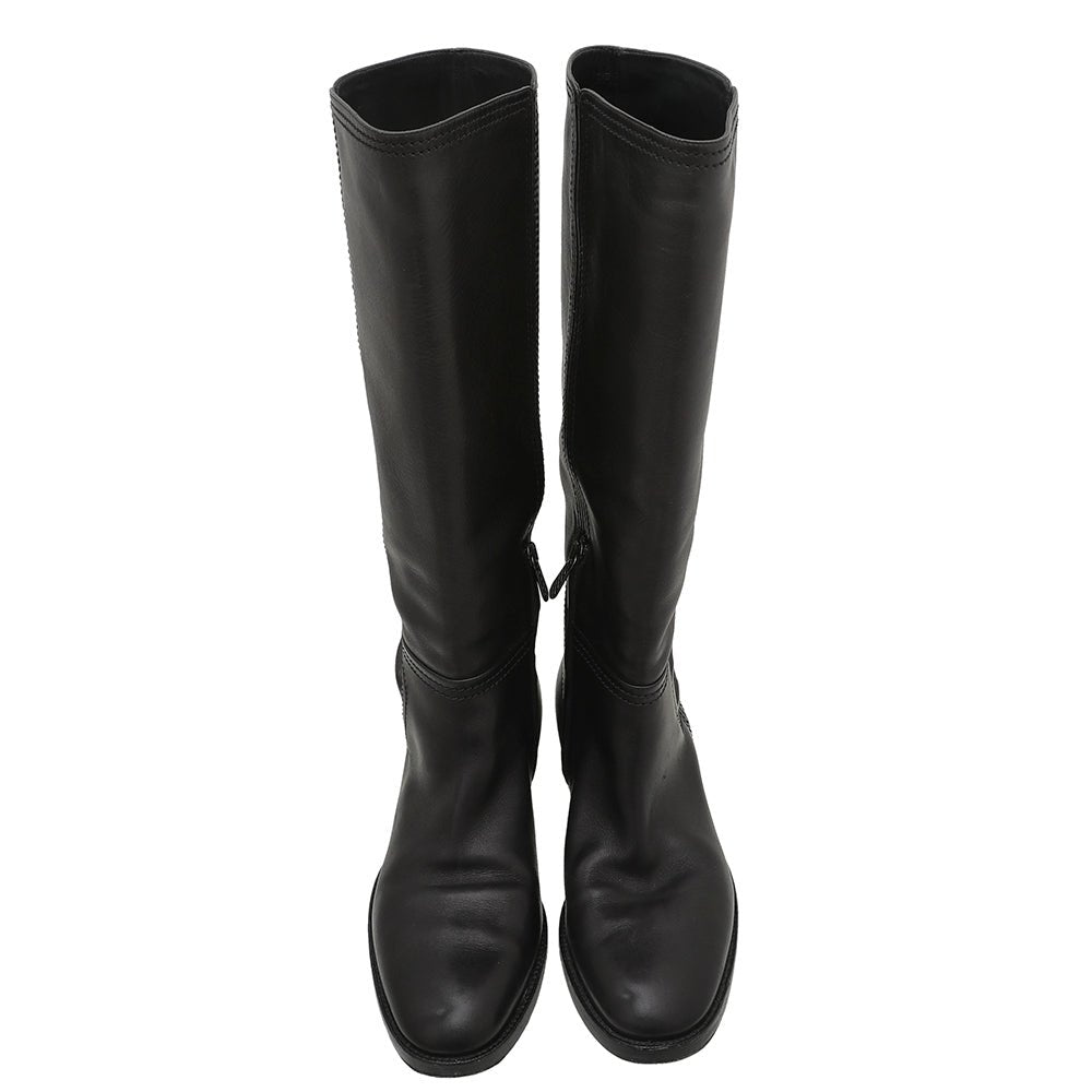 thecloset.uae - Bottega Veneta Black Intrecciato Knee High Boots 39 | The Closet