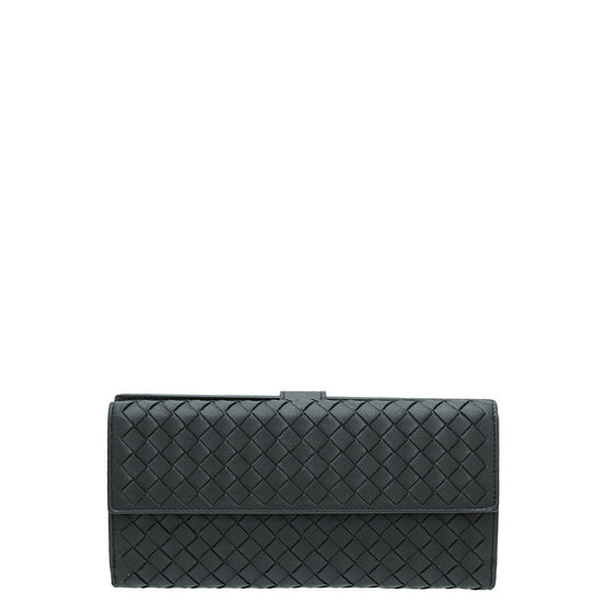 Bottega Veneta - Bottega Veneta Black Intrecciato Long French Wallet | The Closet