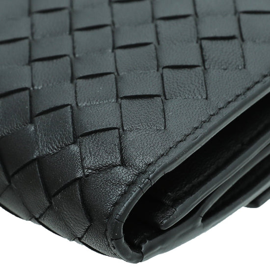 Bottega Veneta - Bottega Veneta Black Intrecciato Long French Wallet | The Closet