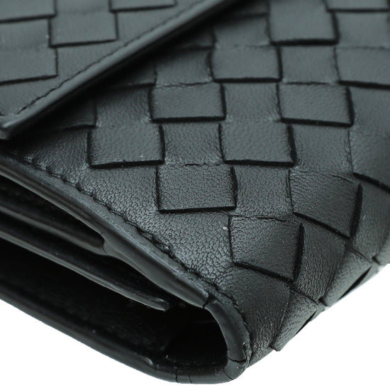 Bottega Veneta Black Intrecciato Leather Men's Long Wallet